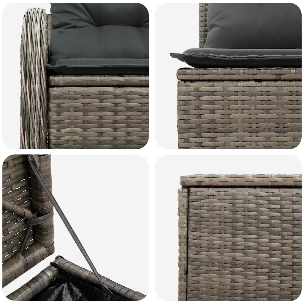 Sofa Set 7 Pieces Gray and Dark Gray Poly Rattan and Steel