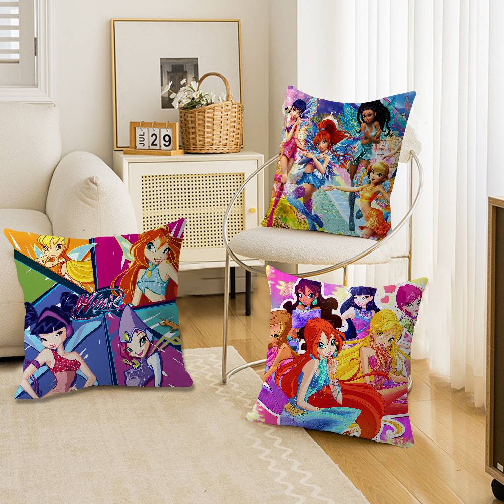 Girl-W-Winx Catoon Clubs Pillow Anime Pillow Sofa Bed Head Pillow Cover Cushion Cover 45x45 Cm Fashion