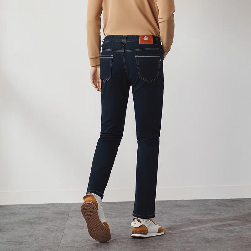 Qipai Men's Wool Blend Straight-Leg Jeans