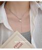 Cui Yan S925 Sterling Silver Korean Asymmetrical Long Necklace with Rhinestones & Pearl Clavicle Chain