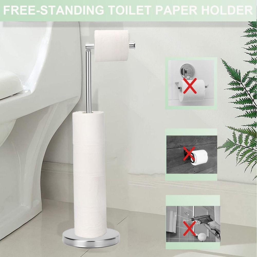 Sturdy Base Tissue Roll Holder Free Standing Tissue Storage Rack Paper Roll Floor Stand  Bedroom
