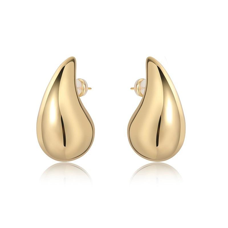 Real Gold Electroplated Water Drop Earrings Niche Design High-end Light Luxury Fashionable High-texture Sterling Silver Ear Jewelry