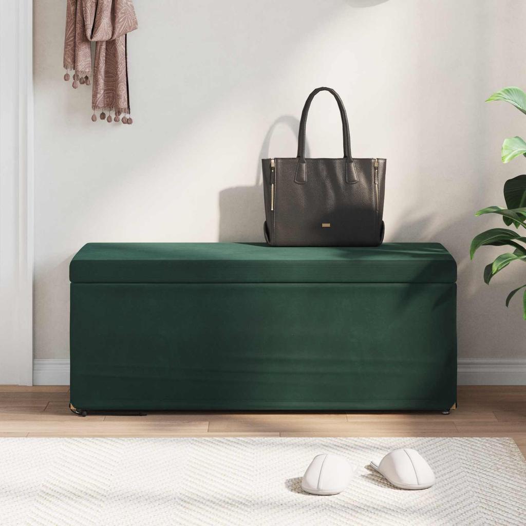 Stool Dark Green 101 x 41 x 40 cm Velvet and Engineered Wood