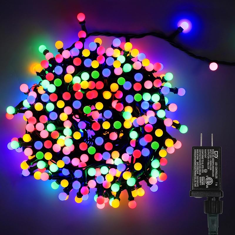 String Lights White, 49ft 306 LED 9mm Frosted Globe String Lights, 11 Modes Christmas Globe Lights, Xmas Tree Ball Lights Outdoor Mini Globe Light