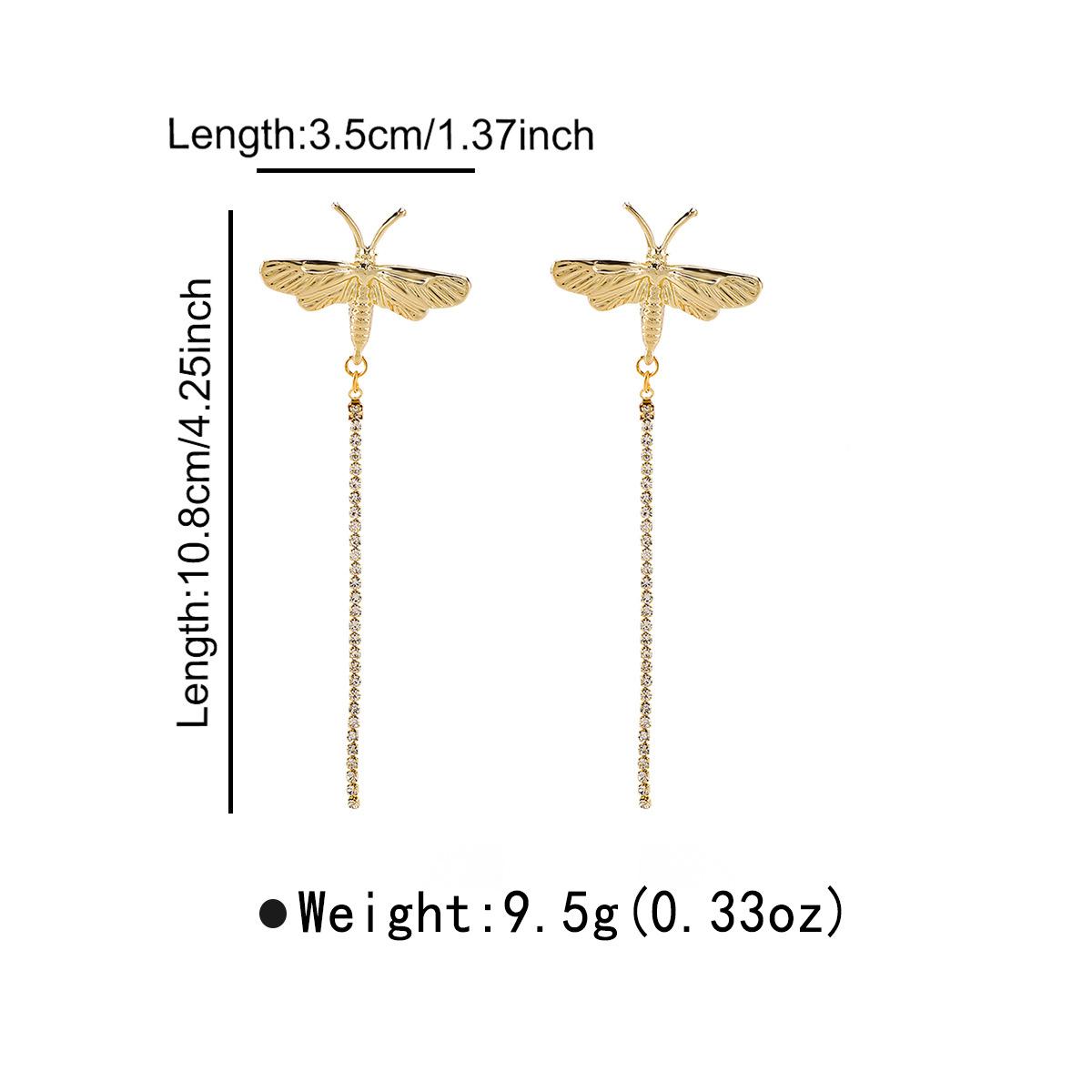 

Simple Alloy Fringed Long Earrings, Spring and Summer Retro Niche Dragonfly Earrings for Women золотий