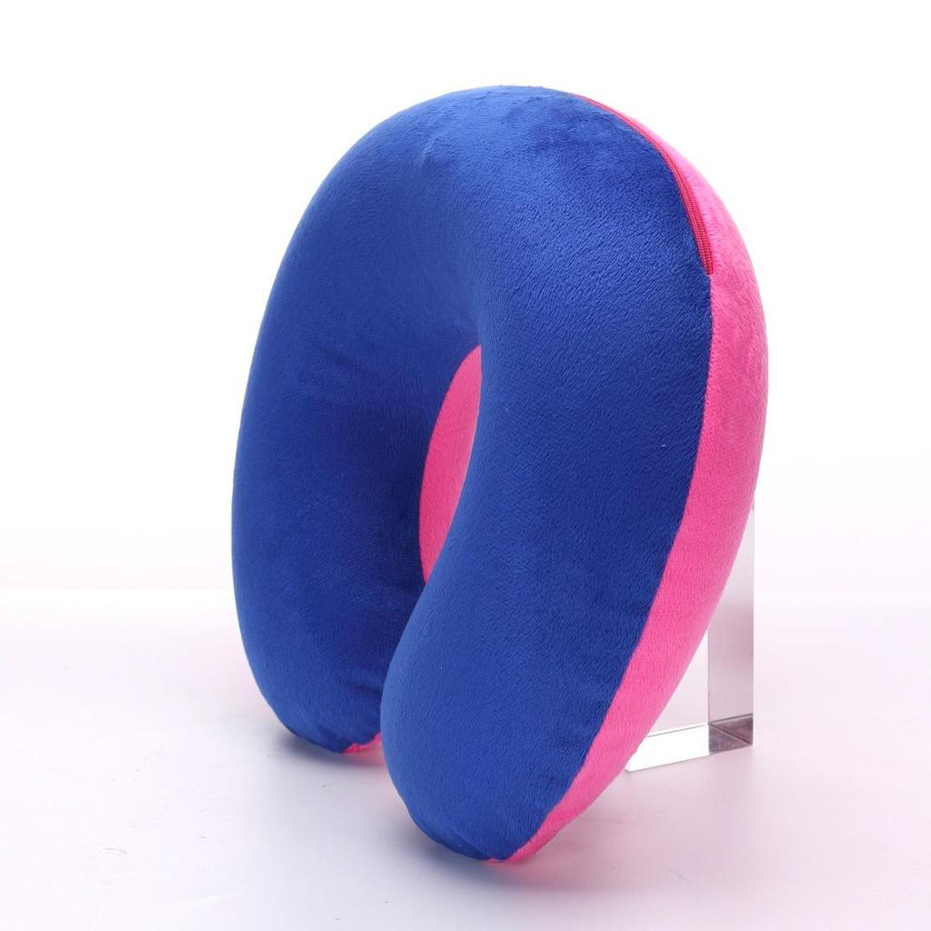 Promotional Inflatable U-Shaped Travel Neck Pillow with Plush Outerwear