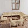 Day and Night - Day and Night Garden Furniture Set 11 Pcs Honey Brown Pine Wood Cushions