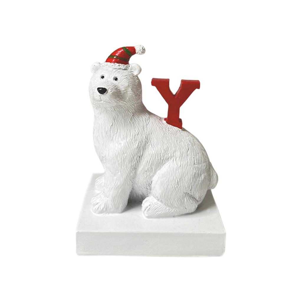 Christmas Bear Statue Resin Crafts Holiday Party Decorations Home Desktop Ornaments