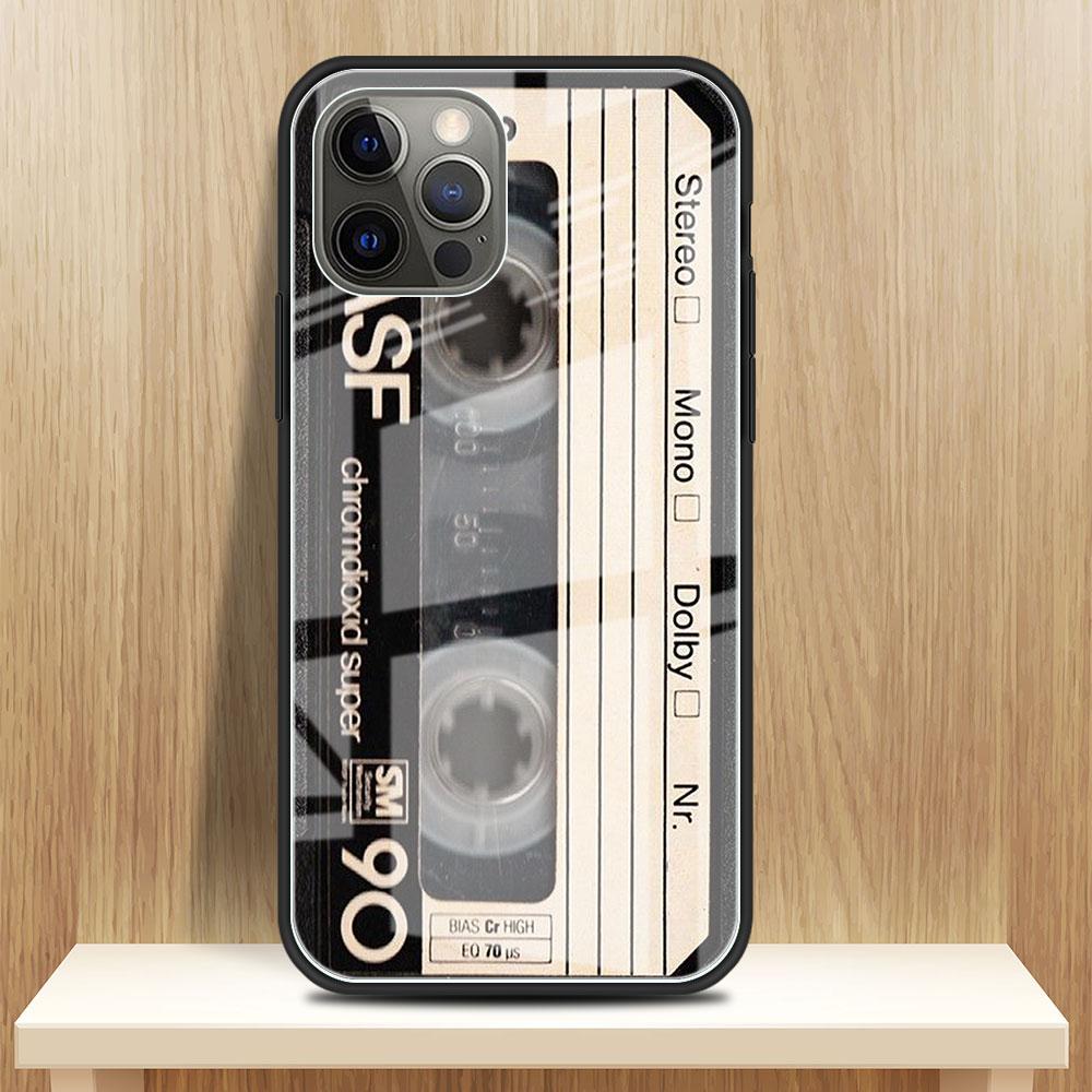 

Магнитный стеклянный чехол для кассеты с радио для Apple iPhone 14 13 Pro 11 12 7 8 Plus SE 2022 XR X XS Max 6 6S закаленный чехол для телефона iPhone 13 Pro Max