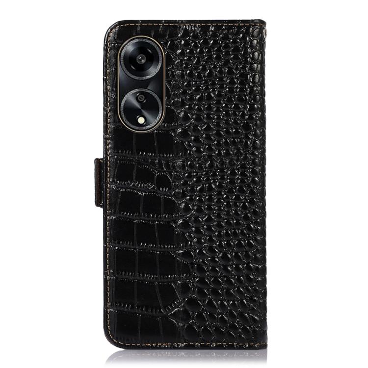 Crocodile Top Layer Cowhide Leather Phone Case For OPPO Find X9 Ultra 5G, RFID Wallet Kickstand Protective Cover