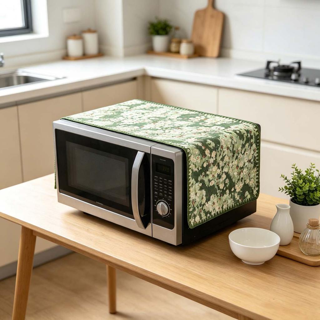 30x90cm Easy to Install Cotton Linen Microwave Dust Cover Anti Dust Cover