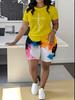 Butterfly European and American Women's Clothing Coconut Tree Printing T-Shirt Shorts Set Sports Suit