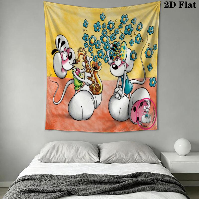 Diddl Wall Tapestry Aesthetic Wall Hanging Printed Fabric Blanket Decorative Tapestries for Bedroom Living Room Home Decor