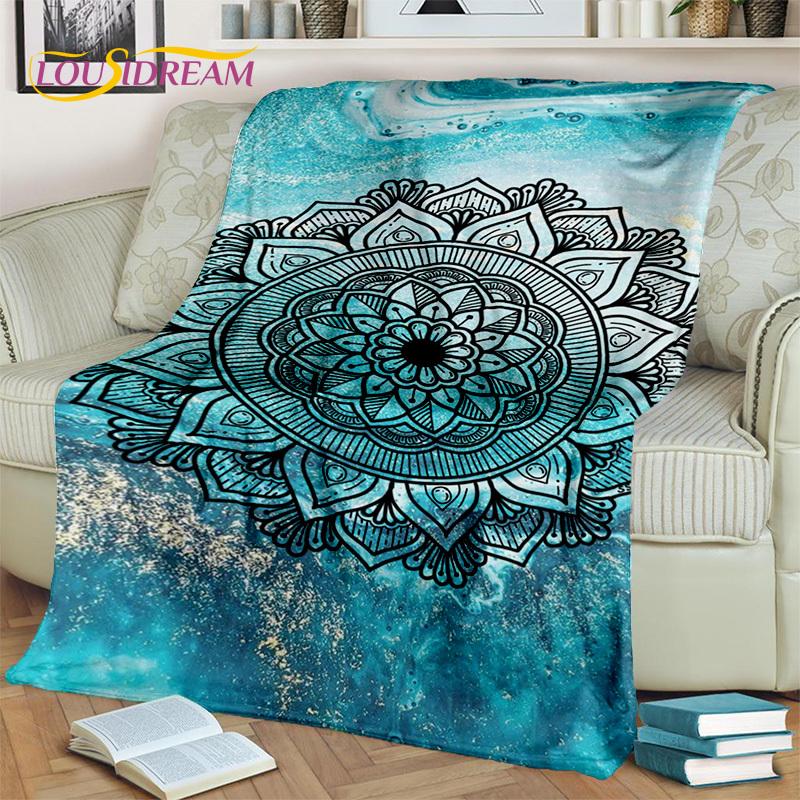 3D Mandala Bohemia Geometric Flower Blanket,Soft Throw Blanket for Home Bedroom Bed Sofa Picnic Office Hiking Leisure Nap Cover