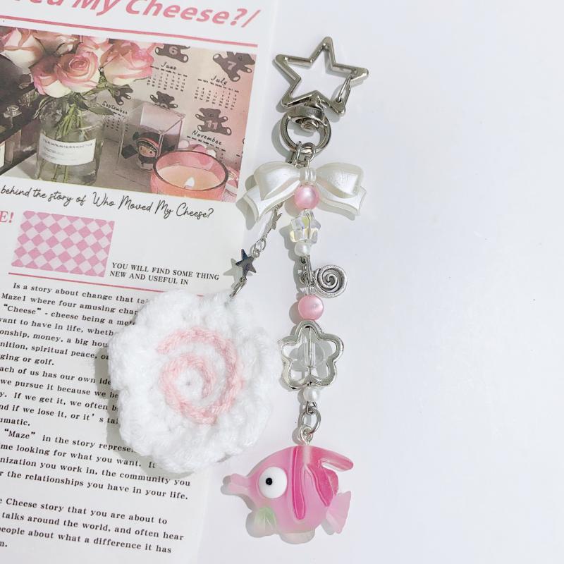 Kawaii Japanese Street Food Fish Cake Keychain Creative Food Keyring  Bag Pendant Y2K Girly Key Accessories
