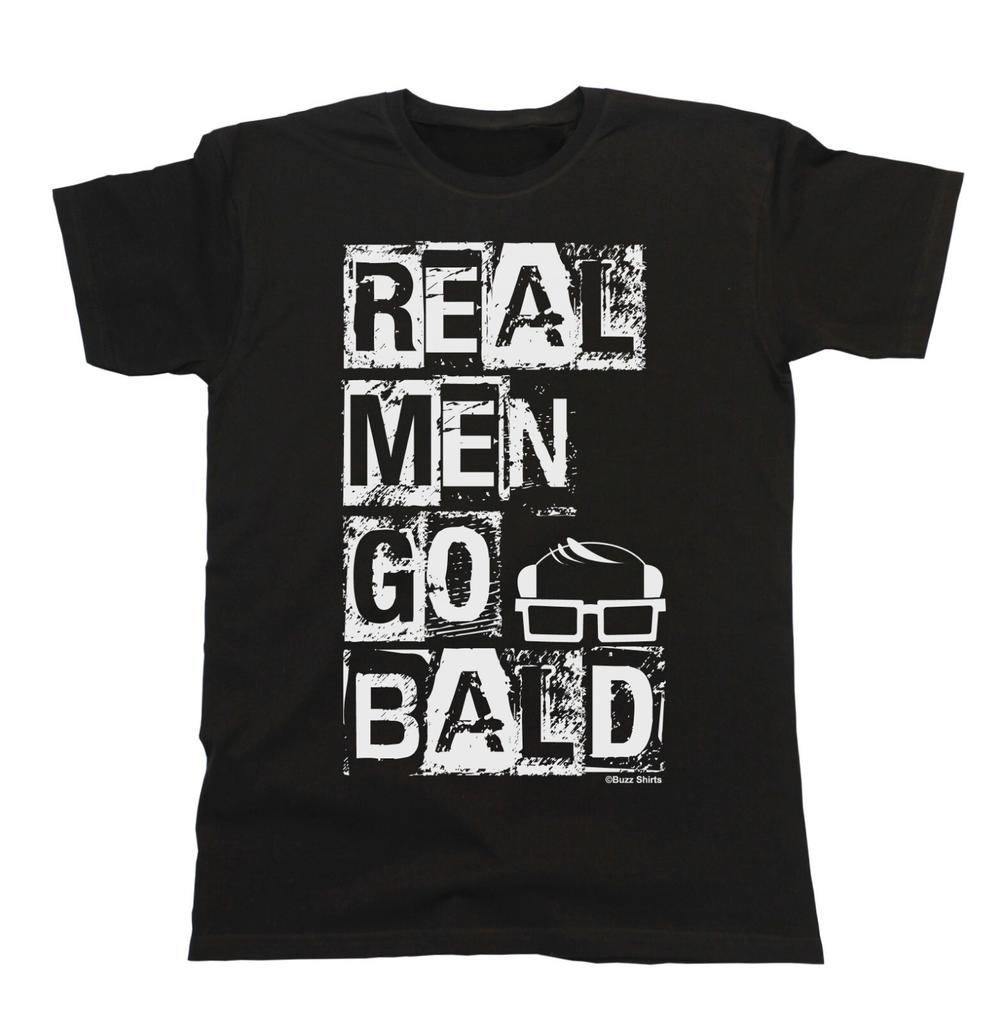 Real Men Go BALD Mens Funny T-Shirt Mens Womens Tees Top Cotton Eco Friendly Gift