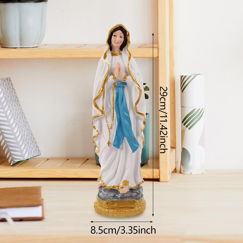 Catholic Virgin Mary Figurine Statue Hand Painted Lightweight Decorative Multipurpose Resin Religious Craft Desktop Ornament