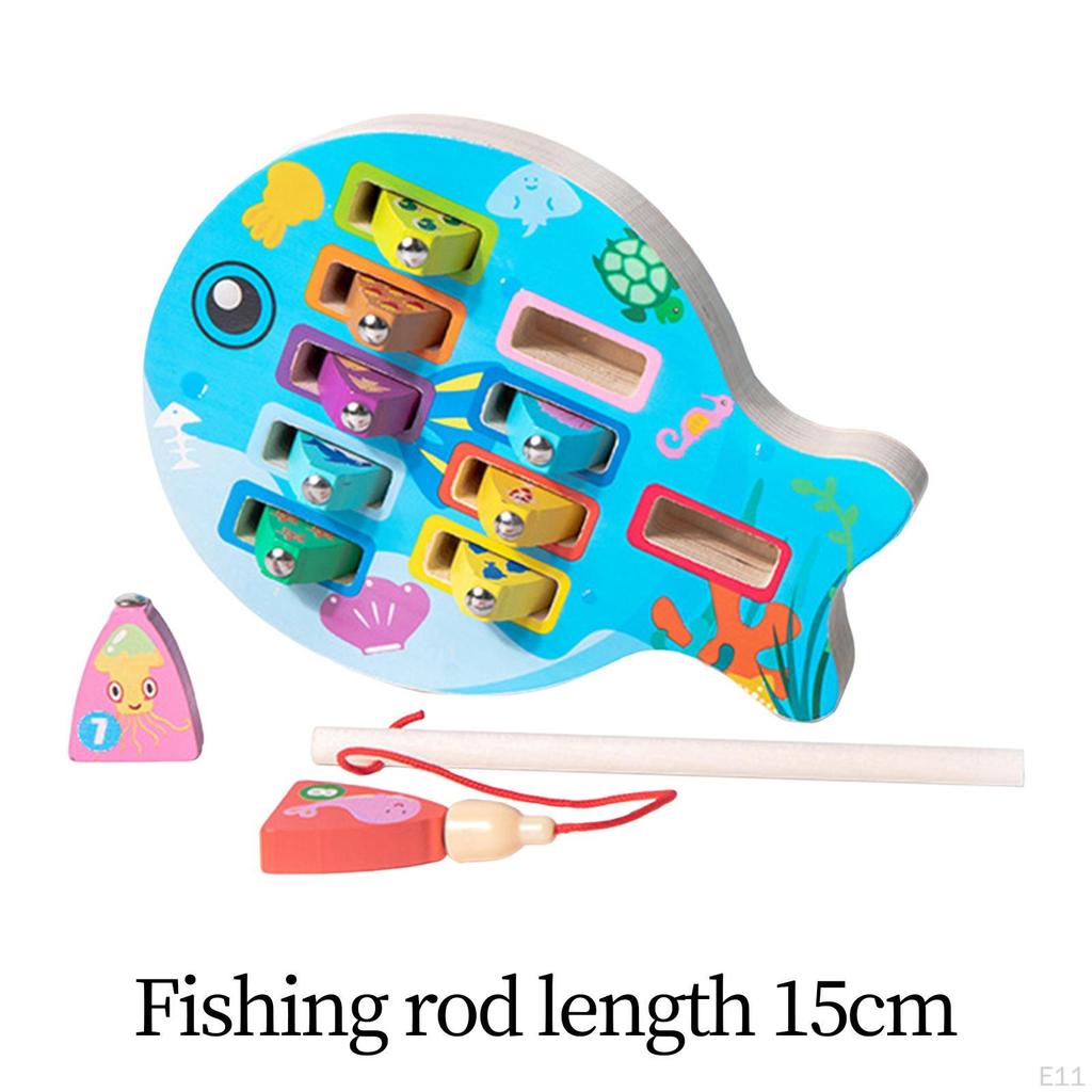Magnetic Wooden Fishing Game Learning Preschool for Kids Children Boys Girls Dinosaur