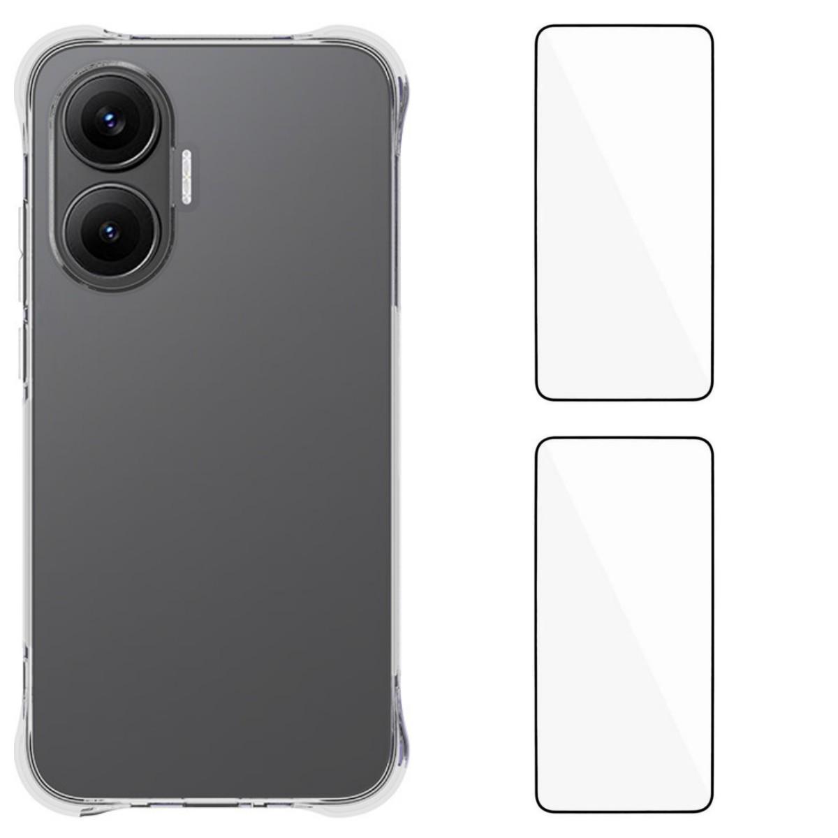 

For Xiaomi Redmi Turbo 4 Pro 5G TPU Case WANLONFENG WL2 Series 2.0mm Phone Cover with 2Pcs Tempered Glass Films Transparent