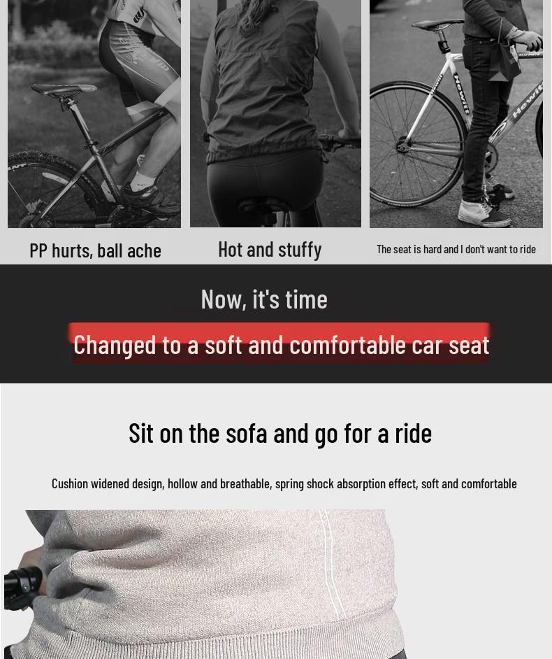 Super Soft Comfortable Bike Saddle with Seatpost & Bag