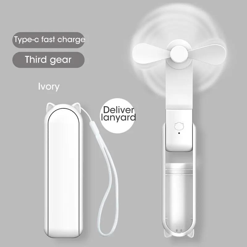 Bærbar mini håndholdt vifte 3 i 1 USB oppladbar sammenleggbar vifte 2000mAh 3 hastighets justerbar mini hånd liten vifte for reiser utendørs
