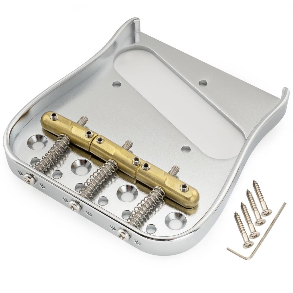 Musiclily Ultra Curved Telecaster with Brass Saddles and Brass Plates for TL Electric Chrome 10.8mm Bridge, 3-Way, Guitars,