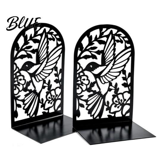 Metal Bookends 1 Pair Hummingbird for Shelves Decorative Heavy Duty Book Ends Stoppers Unique Design Office Desk Shelf Non-Skid Holder Organizer