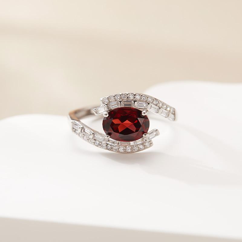 S925 Sterling Silver Natural Colored Treasure Ring, High-End Niche Light Luxury Index Finger Ring, Women'S Jewelry That Cannot Lose Color