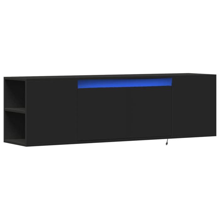 VidaXL Wall-Mounted TV Cabinet with LED Lights Black 135x31x39.5 Cm, Wall-Mounted TV Unit, Floating TV Unit, TV Stand 852384