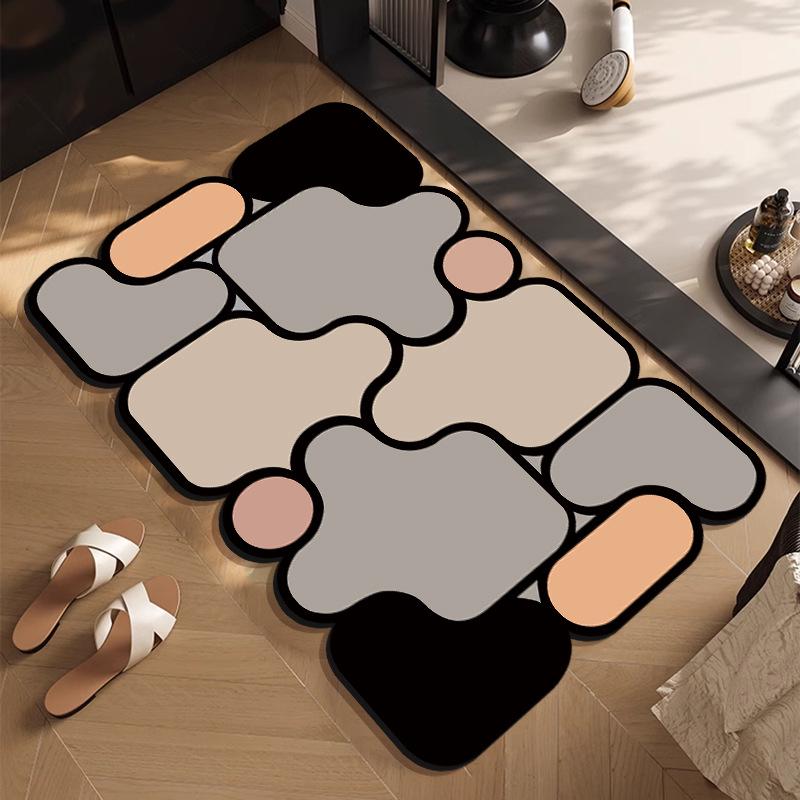 Absorpčná podložka na kúpeľňovú podlahu z rozsievkovej zeminy - Minimalistická, odolná voči nečistotám, ľahko čistiteľná rohožka do predsiene.