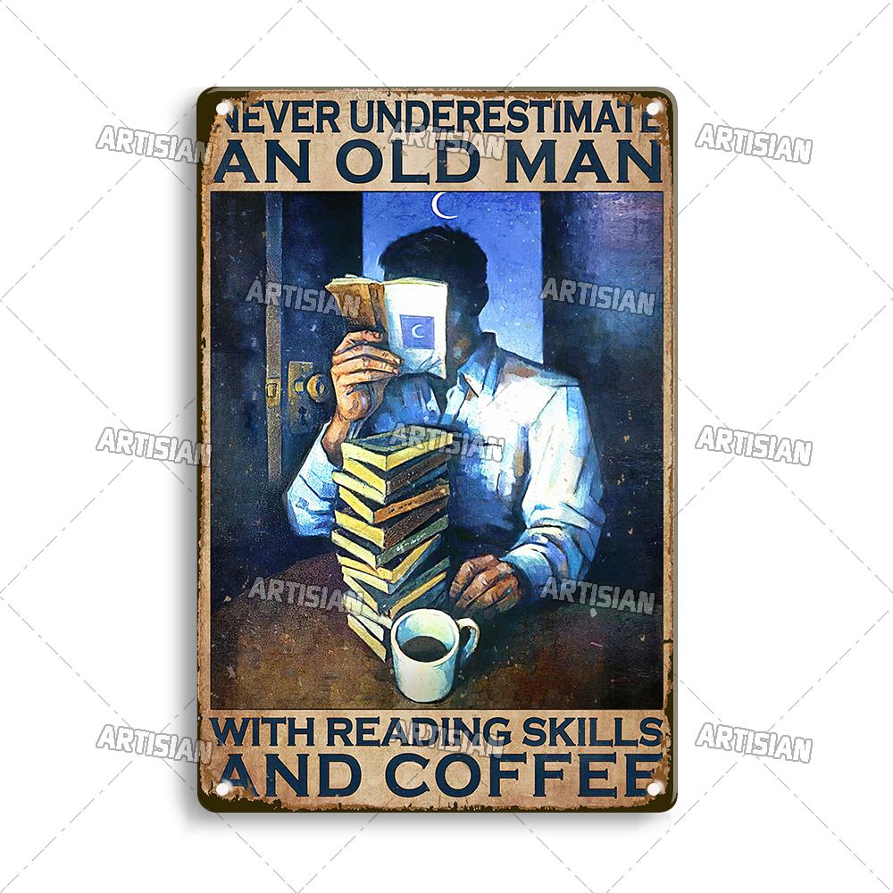 Artisian Coffee Metal Plaque Cute Animal Tin Sign Drinking Funny Decorative Plate Wall Decor Garage Bar Pub Club Hotel Cafe