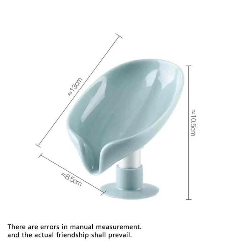 1PC Leaf Shape Soap Holder Suction Cup Sponge Dish Rack With Drain Water Bathroom Shelf For Home Storage Box Kitchen Accessories
