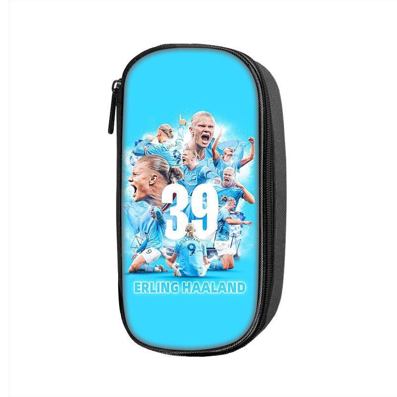 Haaland Pattern Pencil Case Makeup Bag Football Star Pen Bag Student Big Capacity Sports School Supplies Zipper Pencil Pouch