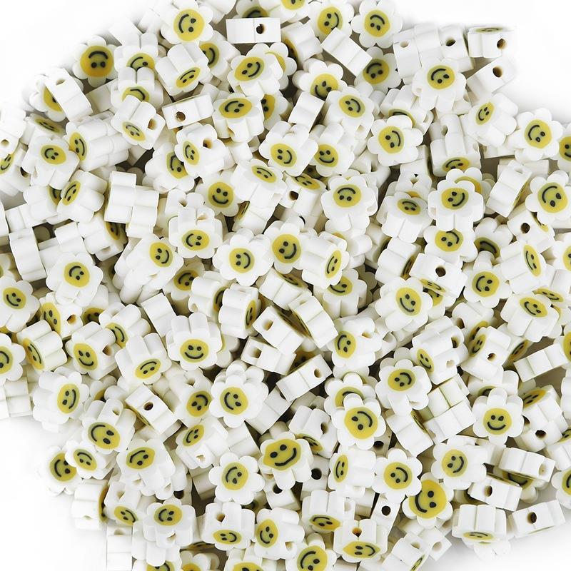 Colorful Sunflower Smiley Face Polymer Clay Beads for DIY Earring and Jewelry Making