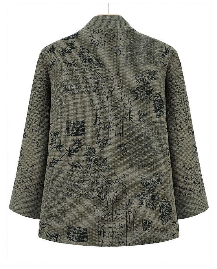 Stylish Chinese-Style Wool Coat for Middle-Aged and Elderly Women - Thickened Velvet Outerwear for Autumn and Winter