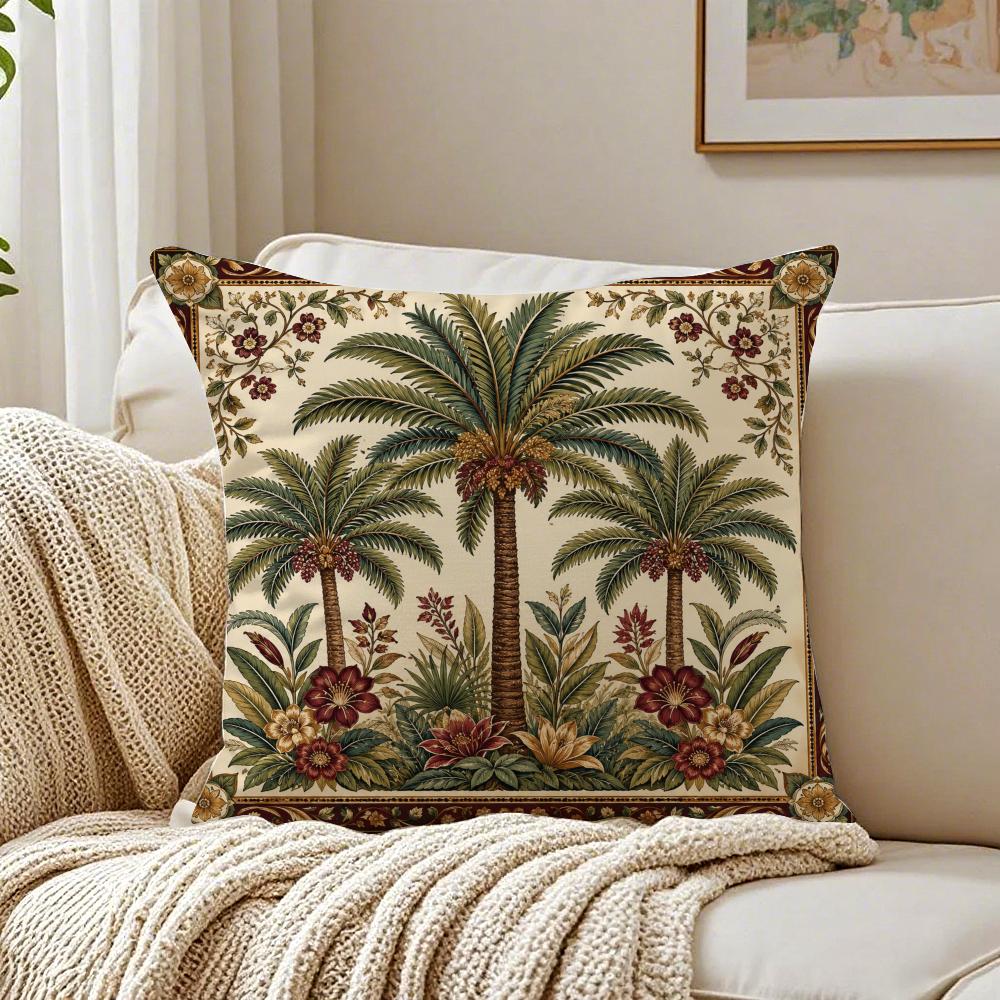 Palm Tree Patterned Pillow Case Breathable Organic Short Plush Cushion Covers Machine Washable WrinkleResistant Soft Durable