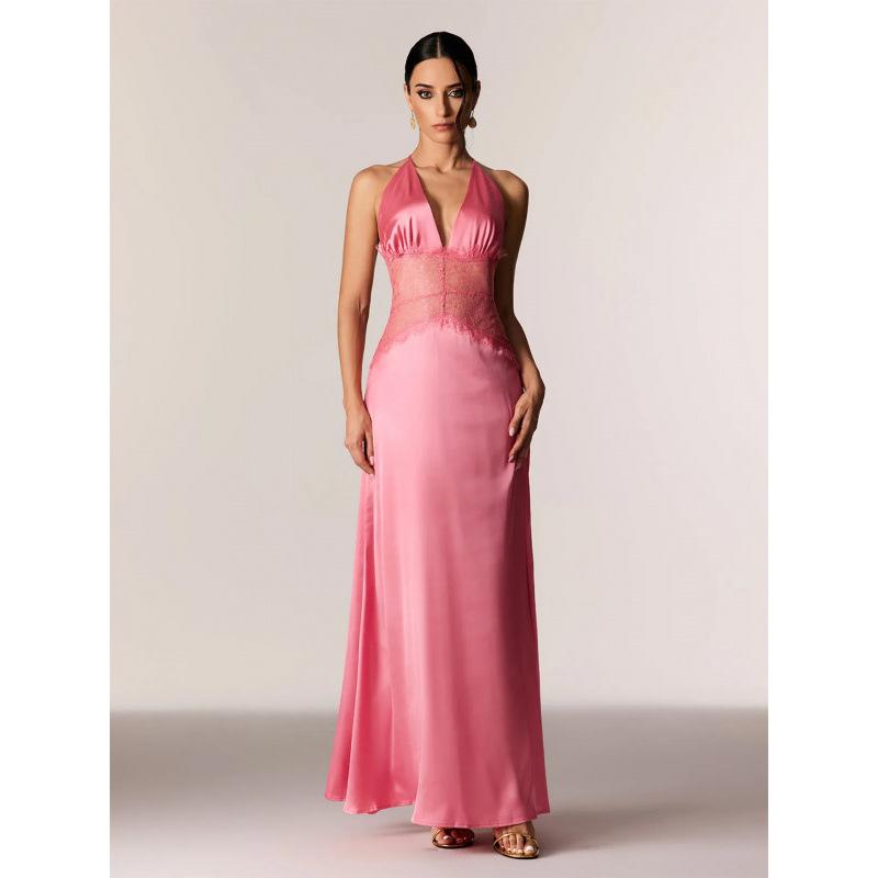 Polka dot neck deep V lace