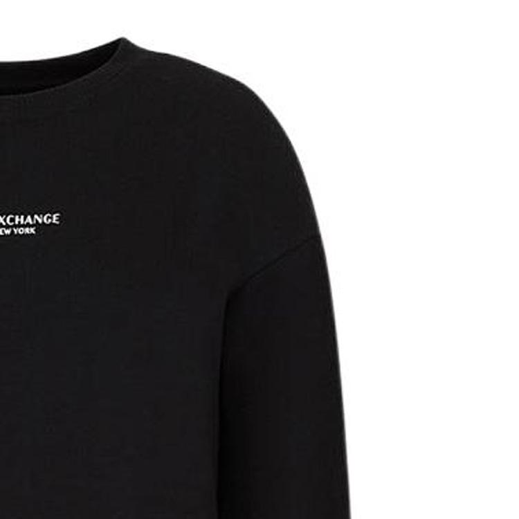 Armani Exchange Solid Logo Print Long Sleeve Dress Women Dresses Black 8NYA88-YJE5Z-1200