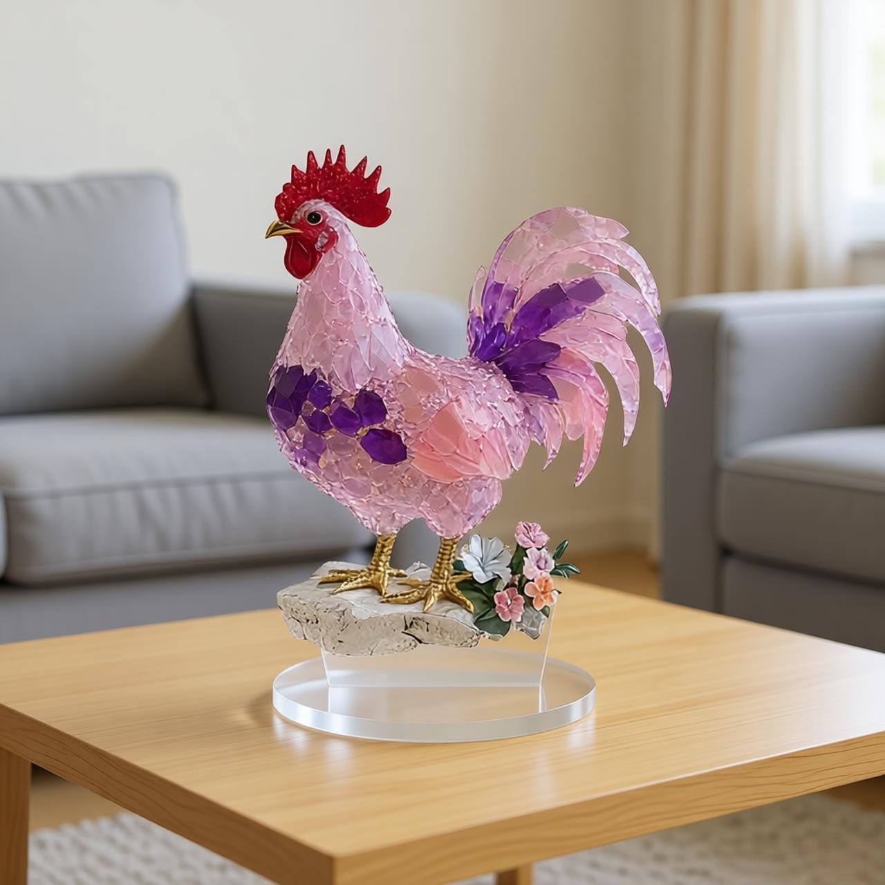 

Привлекающий деньги Петух 2D Акриловый Орнамент - Настольный Декор в 4 Цветах 20CM x 15CM