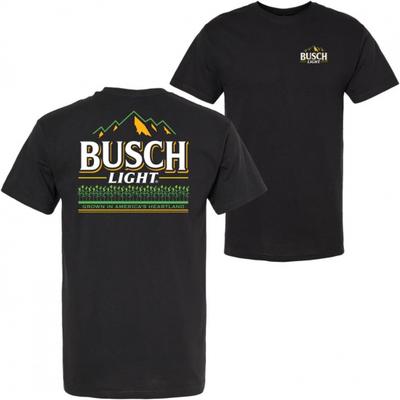 Brew City Busch Light Maisfeld Weißer Text Vorder- und Rückseite T-Shirt