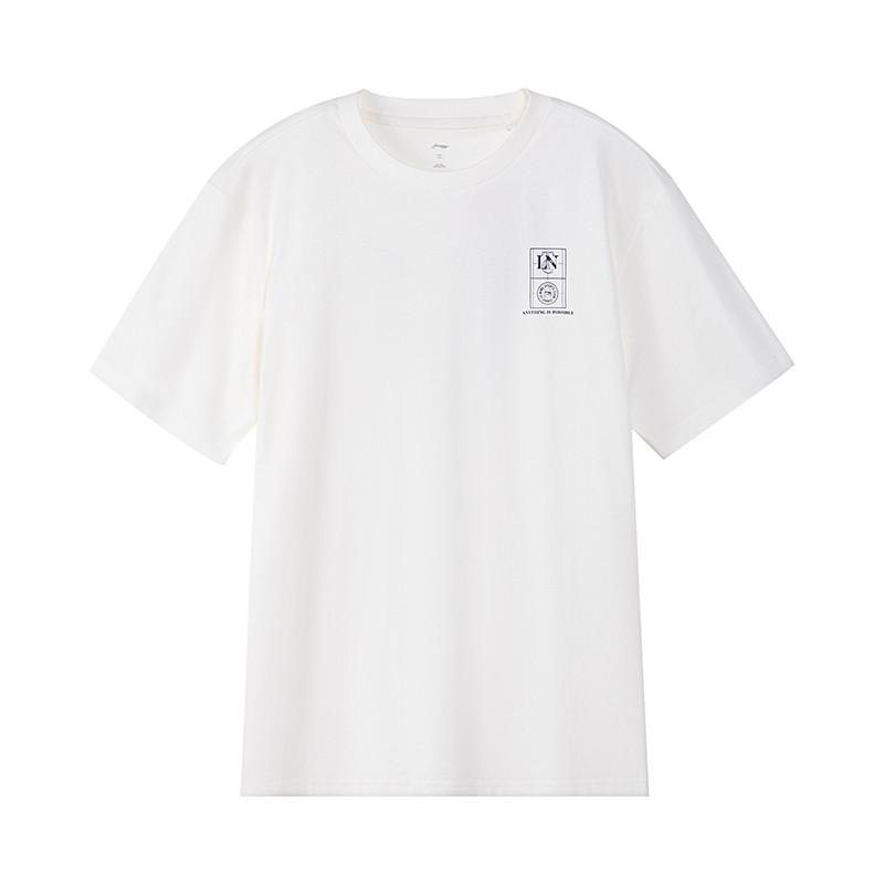 Li-Ning Versatile Breathable Comfortable Cultural Shirt And Simple Straight Pants Casual Sports Suit Unisex suit Off-White Black W867-1+B07-1