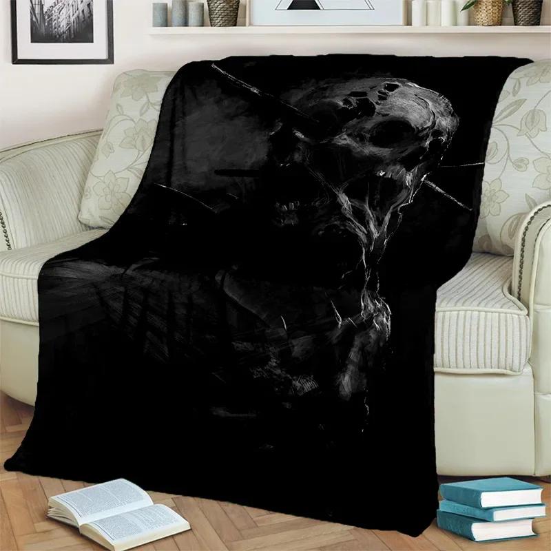 Gothic Horror Skull Ghost Cartoon Blanket Soft Throw for Home Bedroom Bed Sofa Picnic Travel Office Cover Kids