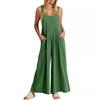 2023 European & American Women's Solid Color Casual Cotton Linen Strappy Jumpsuit