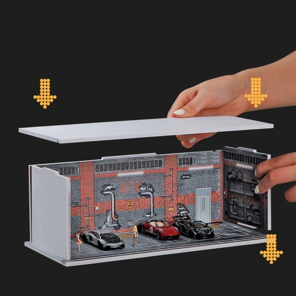 Simulation Garage Scene Model With Lights Car Model Display Box Parking Lot Model  Zinc Zinc Alloy Car