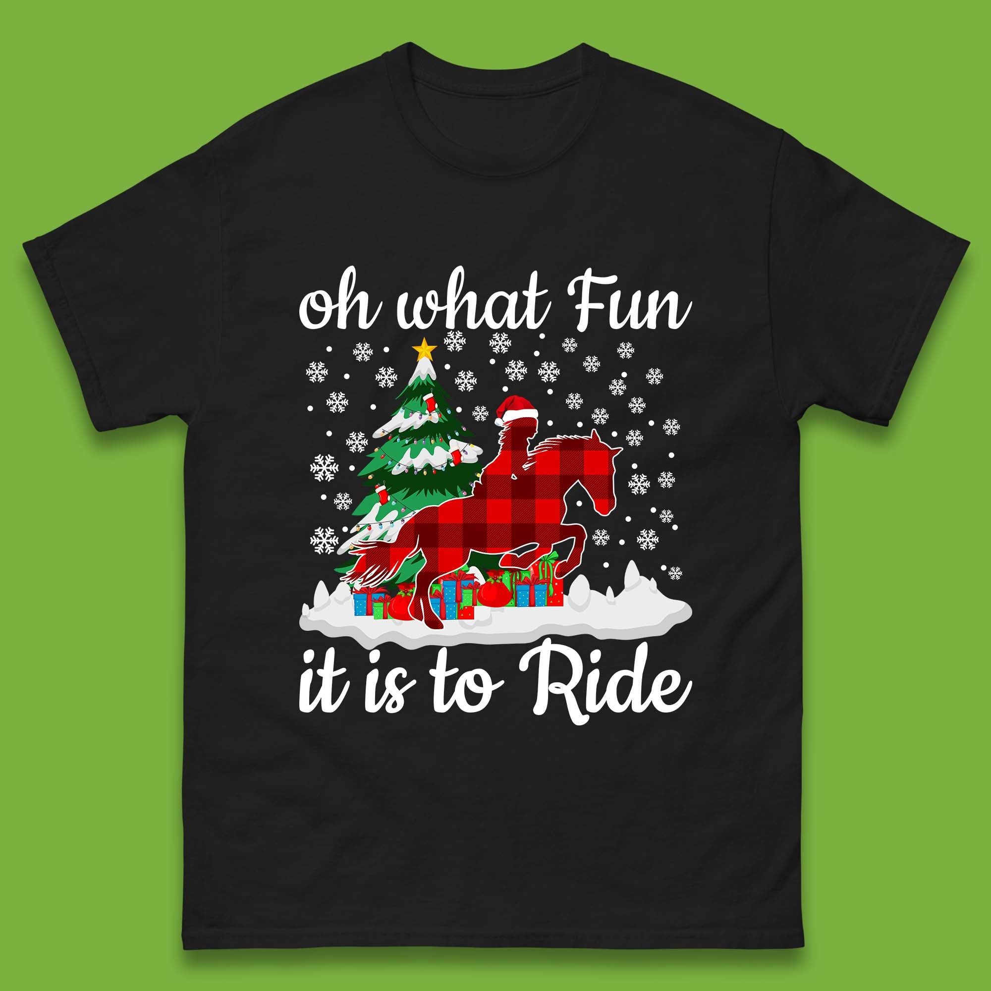 Oh What Fun It Is To Ride Horse Riding Christmas Mens T Shirt Womens Tops Tees S