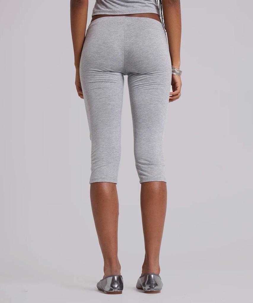 Jeidideuleondeon (W) Studded Grey Marl Capri Leggings Grey