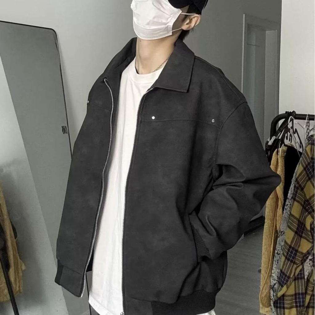Men's Retro PU Leather Rivet Baseball Jacket - Meilade Spring & Autumn Style Couple Outerwear.