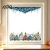 Transparent Decorative Film Christmas Winter Village Static Window Clings, Snowflake Snow House Wonderland Decals Stickers, Removable for Xmas