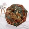 1 Pezzo Ombrello Pieghevole Automatico - Fantasia Cervi della Foresta, Design Portatile e Pieghevole con 8 Stecche, Regali di Natale e Compleanno