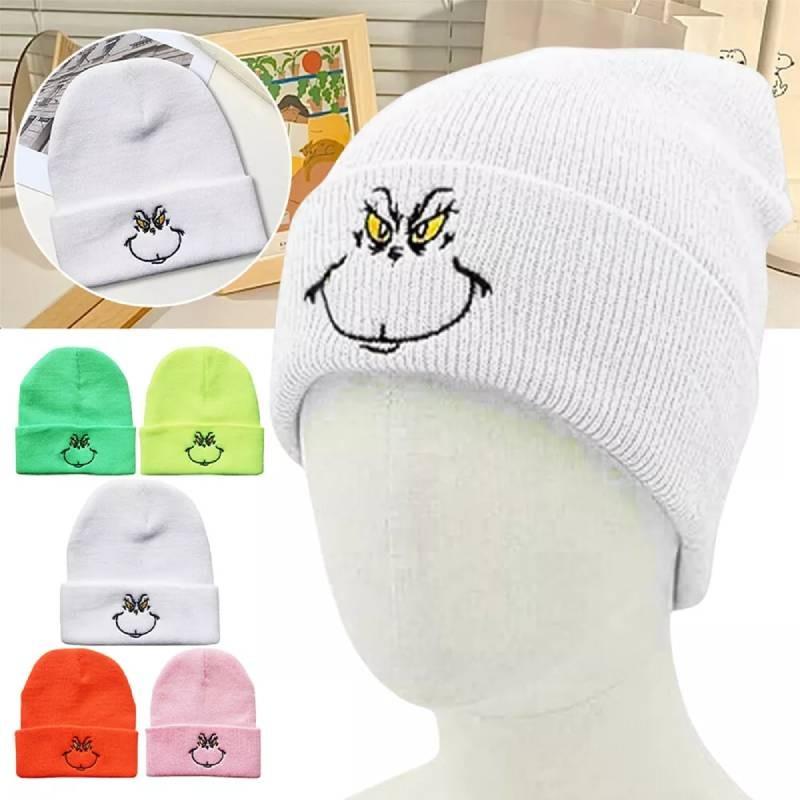Stylish Cartoon Expression Embroidered Pullover Hat For Cold Weather Protection